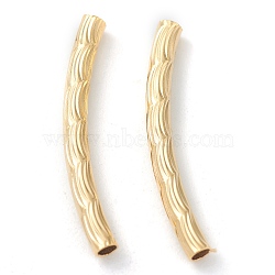 Brass Tube Beads, Long-Lasting Plated, Curved Beads, Textured Tube, Real 24K Gold Plated, 20x2mm, Hole: 1.2mm(X-KK-Y003-81B-G)