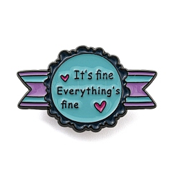 Inspirational Word Black Alloy Brooches, Enamel Pins, for Backpack Clothes, Dark Turquoise, 35.5x22.5x1.5mm(JEWB-G037-01A)