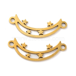 201 Stainless Steel Connector Charms, Moon with Star Links, Golden, 8x22x0.8mm, Hole: 1.5mm(STAS-Q245-21G)