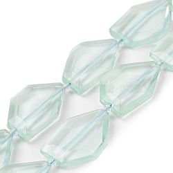 Transparent Glass Beads Strands, Nuggets, Light Cyan, 38.5~40x24~26x9mm, Hole: 2mm, about 9pcs/strand, 15.75''(40cm)(G-P548-A04-01)