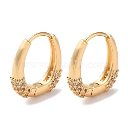 Oval Brass Micro Pave Cubic Zirconia Hoop Earrings for Women, Real 18K Gold Plated, 16x4mm(EJEW-B056-07G)