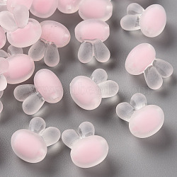 Transparent Acrylic Beads, Frosted, Bead in Bead, Rabbit Head, Pink, 15.5x12x9.5mm, Hole: 2mm, about 480pcs/500g(TACR-S152-12C-SS2112)