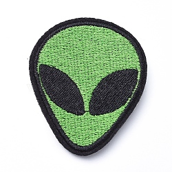 Computerized Embroidery Cloth Iron on/Sew on Patches, Costume Accessories, Appliques, Extra-Terrestrial, Green, 52x43x1.5mm(X-DIY-E025-F02)