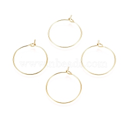Ion Plating(IP) 316L Surgical Stainless Steel Hoop Earring Findings, Wine Glass Charms Findings, Golden, 30x0.7mm, 21 Gauge(X-STAS-D164-05G)