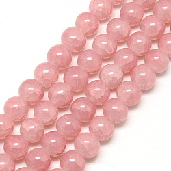 Baking Painted Crackle Glass Beads Strands, Round, Flamingo,8mm, Hole: 1.3~1.6mm, about 100pcs/strand, 31.4 inch(X-DGLA-Q023-8mm-YS7)