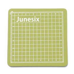 PVC Cutting Mat Pad, with Scale, for Desktop Fine Manual Work Leather Craft Sewing DIY Punch Board, Olive, 8x8x0.3cm(AJEW-I058-02C)