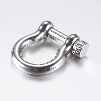 304 Stainless Steel D-Ring Anchor Shackle Clasps, for Bracelets Making, Stainless Steel Color, 25x22x7mm, Hole: 12x15mm