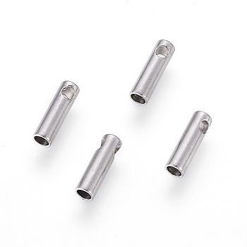 304 Stainless Steel Cord Ends, End Caps, Column, Stainless Steel Color, 7x2mm, Hole: 1mm, Inner Diameter: 1.5mm