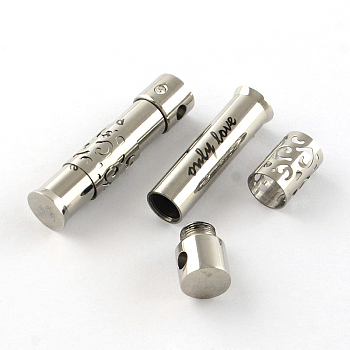 Smooth Surface 201 Stainless Steel Pendants, with Word Only Love, Silver, 38x9mm, Hole: 3mm