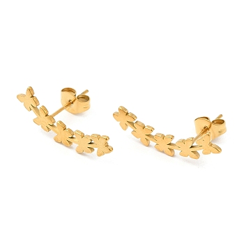 304 Stainless Steel Stud Earrings, Flower, Golden, 22.5x7.5mm