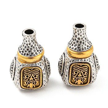 Rack Plating Tibetan Style Alloy 3 Hole Guru Beads, T-Drilled Beads, Gourd, Cadmium Free & Lead Free, Antique Silver & Antique Golden, 19x12x11mm, Hole: 2mm