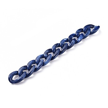 Acrylic Curb Chains, Unwelded, Marine Blue, 39.37 inch(100cm), Link: 29x21x6mm, 1m/strand