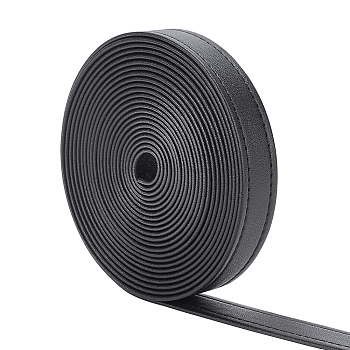 4M Flat Imitation Leather Cord, for Bag Strap Making, Black, 18x1.8mm, about 4.37 Yards(4m)/Roll