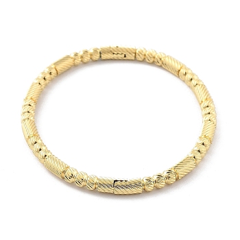 304 Stainless Steel Grooved Hinged Bangles, Real 14K Gold Plated, Inner Diameter: 2-3/8x2 inch(6.05x5.1cm)