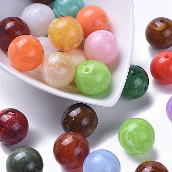 Acrylic Beads, Imitation Gemstone Style, Round, Mixed Color, 20mm in diameter, hole: 3mm