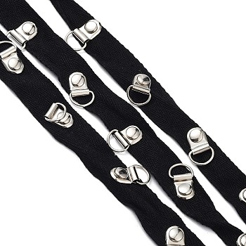 Cotton & Iron Clasps Elastic Straps, Clothing Replacement Accessories, Black, 20x4mm