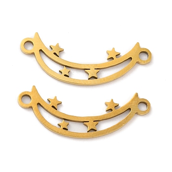 201 Stainless Steel Connector Charms, Moon with Star Links, Golden, 8x22x0.8mm, Hole: 1.5mm