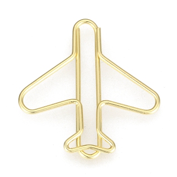 Airplane Shape Iron Paper Clips, Cute Paper Clips, Funny Bookmark Marking Clips, Golden, 27x27x2mm