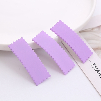Frosted Plastic Snap Hair Clips, with Metal Clip, for Women and Girls, Waved Rectangle, Plum, 55x20mm