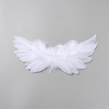 Feather Doll Angel Wing, for DIY Doll Toys Puppet Plush Animal Making, White, 90~110x210~220x4mm