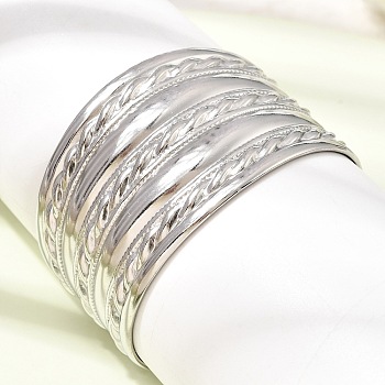 37.5MM 304 Stainless Steel Textured Multi-Strand Wide Cuff Bangles for Women, Tarnish Free, Stainless Steel Color, Inner Diameter: 2.19 inch(5.55cm)