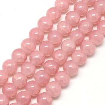 Baking Painted Crackle Glass Beads Strands, Round, Flamingo,8mm, Hole: 1.3~1.6mm, about 100pcs/strand, 31.4 inch