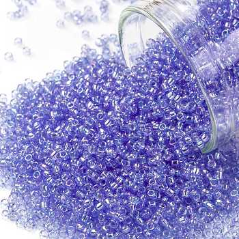TOHO Round Seed Beads, Japanese Seed Beads, (168) Transparent AB Light Sapphire, 15/0, 1.5mm, Hole: 0.7mm, about 15000pcs/50g