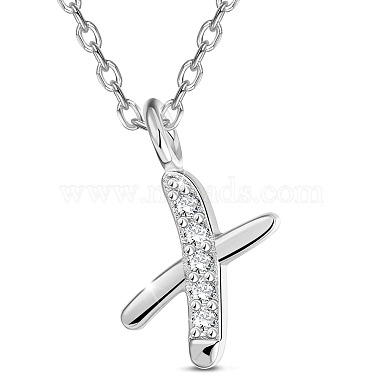 Clear Letter X Sterling Silver Necklaces