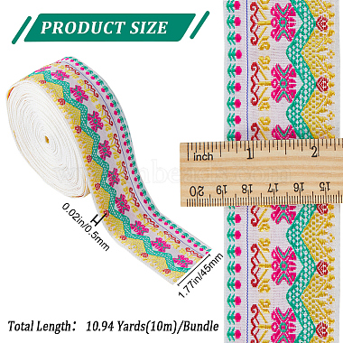 10M Ethnic Style Embroidery Polyester Flower Ribbons(OCOR-WH0077-74B)-2