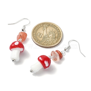4 Pairs 4 Style Allloy Mushroom Dangle Earrings(EJEW-TA00309)-3