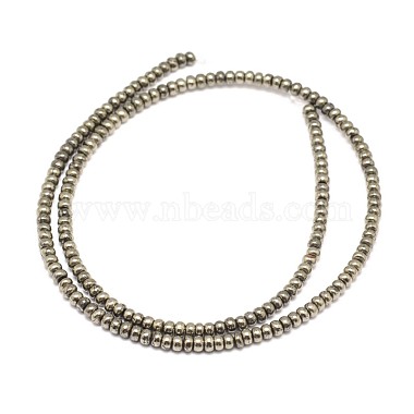 Rondelle Natural Pyrite Beads Strands(G-I126-12-4x3mm)-2