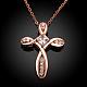 Real Rose Gold Plated Brass Cubic Zirconia Cross Pendant Necklaces(NJEW-BB05740-RG)-2