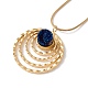 Natural Quartz Flat Round Pendant Necklace with 304 Stainless Steel Snake Chain(NJEW-K244-06G)-2