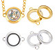 2Pcs 2 Colors Flat Round Titanium Steel Floating Lockets Connector Charms(FIND-UN0001-84B)-1