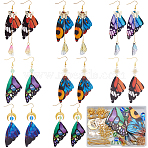 DIY Imitation Leather & Synthetic Moonstone Butterfly Dangle Earring Making Kits, Mixed Color, 55x30x2mm, Hole: 1.5mm, 3 colors, 4pcs/color, 12pcs(DIY-SC0026-33)