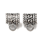 Tibetan Style Alloy Tube Bails, Loop Bails, Bail Beads, Antique Silver, 11x9x7mm, Hole: 3mm(FIND-Z128-11AS)
