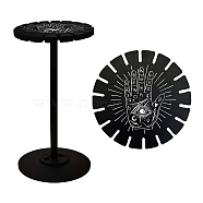 Wooden Wheel, Wooden Display Shelf, Black Holder Stand, Rustic Divination Pendulum Storage Rack, Witch Stuff, Hamsa Hand Pattern, Wheel: 120x8mm, 2pcs, Studdle: 288x12mm, 1pc(DJEW-WH0046-057)