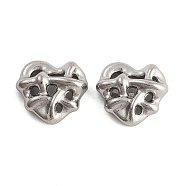 Non-Tarnish 304 Stainless Steel Cabochons, Hollow Heart, Stainless Steel Color, 12x13x4mm(STAS-L082-008P)