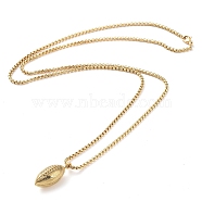 Vacuum Plating 304 Stainless Steel Rugby Pendant Necklaces, Golden, 27.17~27.84''(69~70.8cm), Rugby: 29x12.5x11.5mm(NJEW-Z023-02G)