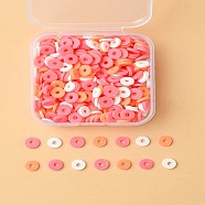 20G 4 Colors Handmade Polymer Clay Beads, Disc/Flat Round, Heishi Beads, Mixed Color, 6x1mm, Hole: 2mm, 5g/color(CLAY-YW0001-84B)