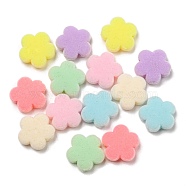 Flocky Acrylic Beads, Puffed Flower, Mixed Color, 14x14.5x5mm, Hole: 2mm(FIND-L014-04)