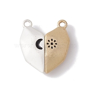 Love Heart Alloy Magnetic Clasps, Moon Star Pattern Clasps for Couple Jewelry Bracelets Pendants Necklaces Making, Floral White & Wheat, Mixed Color, 20x18x6mm, Hole: 1.6mm(FIND-C013-02D)