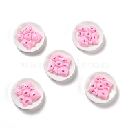 Opaque Resin Cabochons, Flat Round Plate with Pig, Pearl Pink, 25x7.5mm(RESI-C012-35)