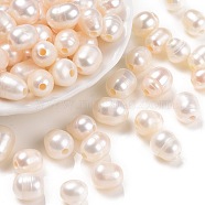 Grade B Natural Cultured Freshwater Pearl Beads, Nice for Mother's Day Earring Making, Rice, White, 10~12x8~9x8~9mm, Hole: 2mm(X-PEAR-ZX002)