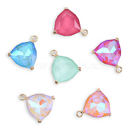 K9 Glass Pendants, with Light Gold Plated Brass Findings, Cadmium Free & Lead Free, Faceted, Triangle, Mixed Color, 22x18.5x6mm, Hole: 2mm(GLAA-N038-48)