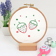 DIY Embroidery Starter Kits, including Embroidery Fabric & Thread, Needle, Embroidery Hoops, Instruction Sheet, Strawberry, 184x184mm(DIY-P077-107)
