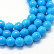 Baking Painted Glass Round Bead Strands, Deep Sky Blue, 8.5~9mm, Hole: 1.5mm, about 100~105pcs/strand, 31.8 inch(DGLA-Q020-8mm-31)