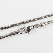 304 Stainless Steel Snake Chain Necklace Making, with Lobster Claw Clasps, Stainless Steel Color, 19.7 inch(50cm)(STAS-P045-29P)