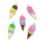 Summer Theme Alloy Enamel Pendants, Ice Cream Charms, Platinum, Mixed Color, 26x10x1mm, Hole: 2mm(ENAM-B050-07P)