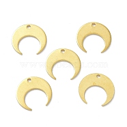 Brass Pendant, for Jewelry Making, Double Horn/Crescent Moon, Raw(Unplated), 12x13x0.5mm, Hole: 1mm(KK-P206-01C)